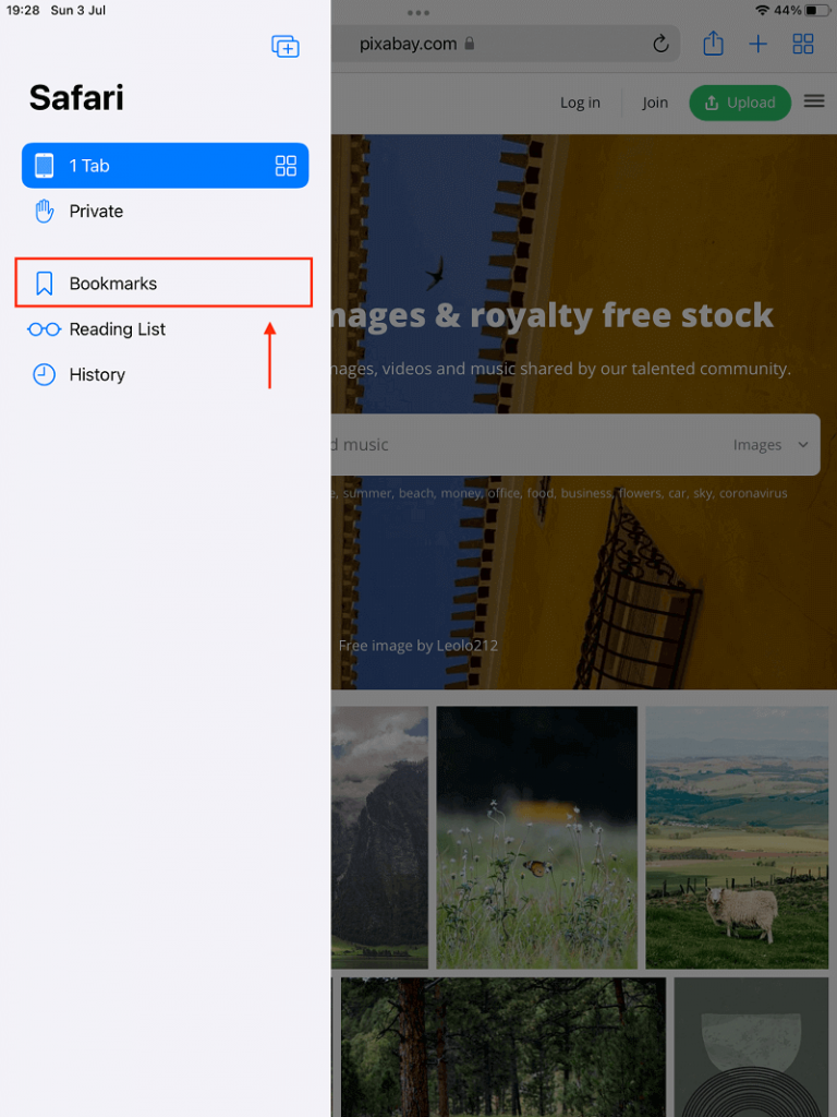 ipad safari search bookmarks